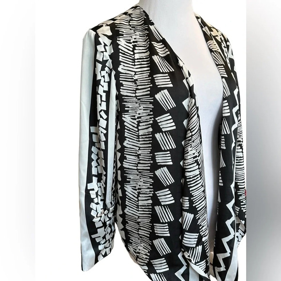 Sandro Open Cardigan Top Asymmetrical Hem Silky Soft Ruched Arms - Picture 5 of 5